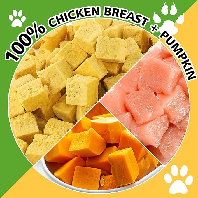 Freeze Dried Pumpkin and Chicken for Dogs and Cats, 100% Pumpkin and Chicken, Natural Treats for Digestion Health, Healthy Food Topper 3.5 oz (S, Apple)