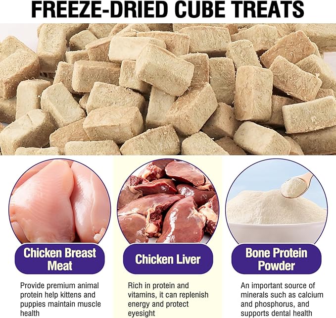 Freeze Dried Cat Dog Treats Chicken Liver Dry Cube Helathy Puppy Pet Training Reward Snack D