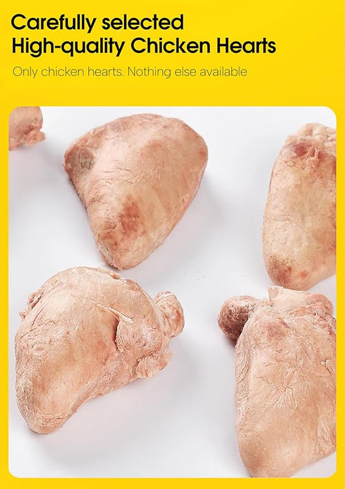 7 OZ Freeze Dried Chicken Hearts Treats for Dogs Cats, High Protein Raw Dog Food Topper, Single Fresh Ingredient Treats, Rawhide Free