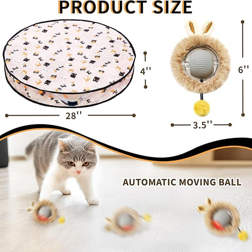 2 Packs Interactive Cat Toy Ball - Automatic Moving Cat Toys for Indoor Cats, USB-C Charging & Self-Rolling Hunting Game Toy with Quiet Motor, Fast Moving Ball in Cat Play Mat