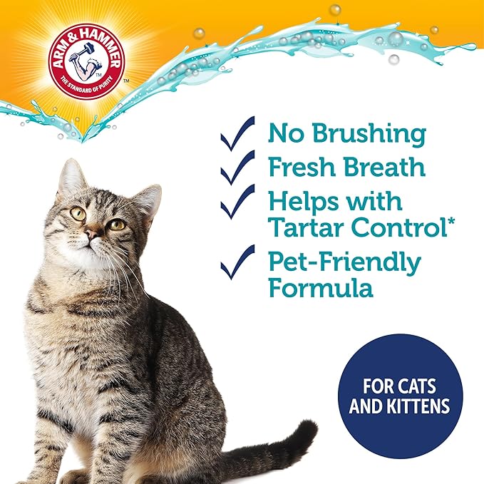 Arm & Hammer Complete Care Dental Water Additive for Cats, Cat Breath Freshener, Cat Mouth Wash or Dental Rinse, Simply Add to Pet Drinking Water for Fresher Breath, Value Size 8 FL OZ - 6 Pack