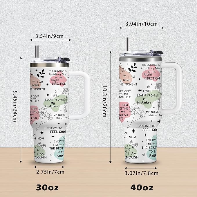 Gifts for New Mom After Birth, Mama Birthday Gifts - 30oz Mom Daily Affirmations Cups Tumbler with Handle, Christmas Mama Affirmations Gifts, Mommy to Be Gift, Postpartum Gift for New Mama Cups