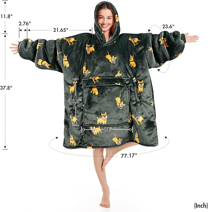 Narecte Cozy Oversized Blanket Hoodie Wearable Blanket Adults Soft Hooded Blanket Hoodie Birthday Gifts for Women Christmas