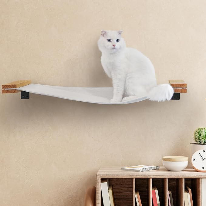 SANDPEAK Cat Wall Hammock | Cat Shelves for wall | Bridge, Shelf and Perches | Modern Wall Furniture for Indoor Cats | Mounted Hammock Bed for Sleeping, Playing, and Lounging.