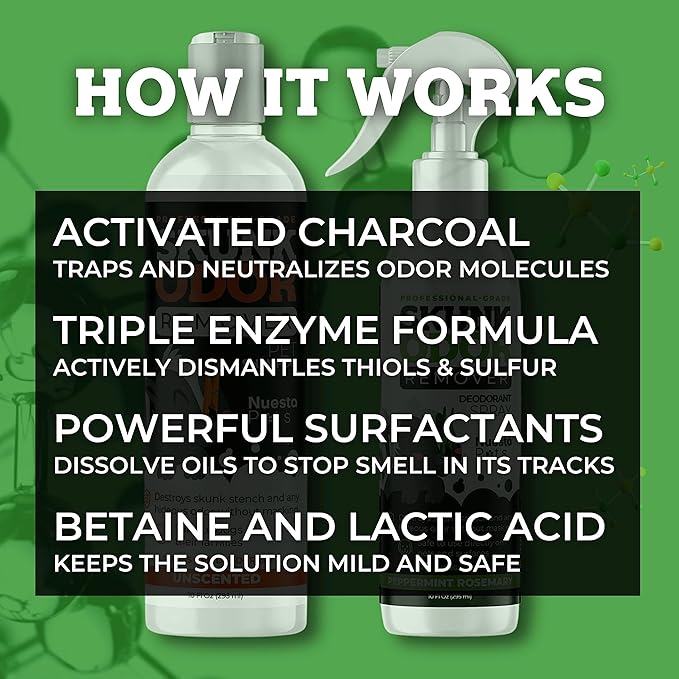 Pets Skunk Odor Remover System w/Activated Charcoal | Ultimate Dual-Action System for Dogs & Cats | Skunk Shampoo & Spray Smell Eliminator | Vet-Approved Cleansing for Dogs, Cats & Home