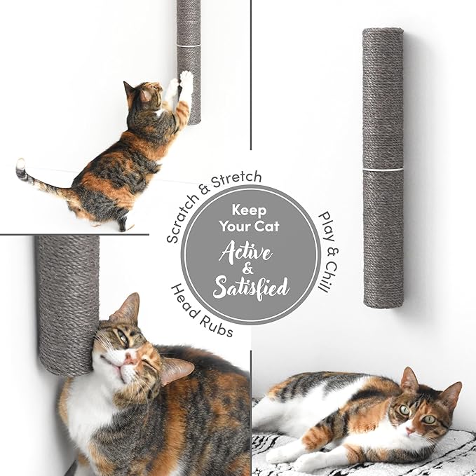 xympo 18" Compact Wall Mounted Cat Scratcher, Sisal Scratching Post - Grey
