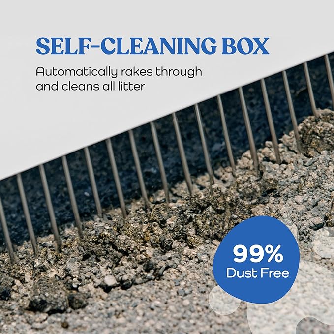 Open-Top Self Cleaning Cat Litter Box Automatic with Smart APP Control, Anti Pinch and Odorless, Whisper Quiet, Free Waste Bag/Litter Mat/Cleaning Brush/Mineral Cat Litter (White)