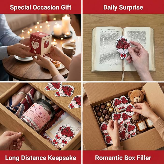 Love Notes Jar with 60 Romantic Messages - Valentines Day Gifts for Him, Her - Romantic Long Distance Relationship Gifts for Him, Her - Sweet Love Keepsake for Couples, Gift-Ready Jar