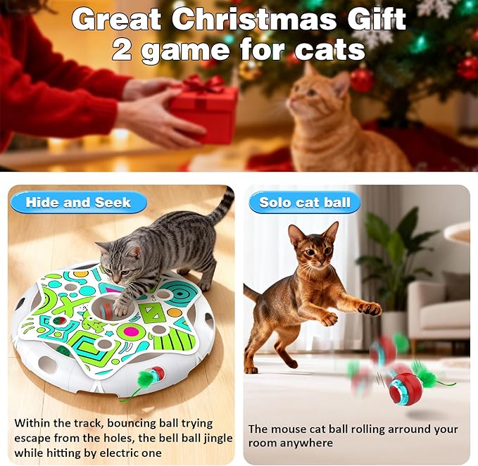 Cat Toys Interactive Maze Game Mouse Catching for Indoor Cats (White, Large)