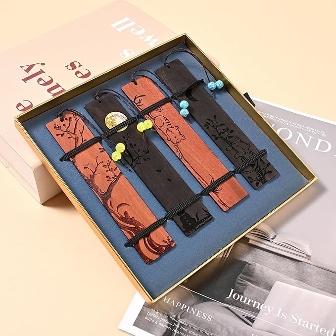 ZQZYMXQ 4Pcs Cute Cat Bookmarks Set for Women,Animal Book Mark Cat Lovers Gift Ideas Gifts for Readers (Cat Set)
