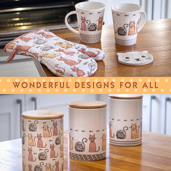 SPOTTED DOG GIFT COMPANY Cat Mug, 12.2 oz Ceramic Coffee Mug & Tea Cup, Happy Cats Themed, Microwave & Dishwasher Safe, Cute Cat Gifts for Women and Animal Lovers