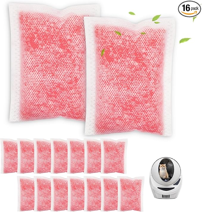 16 Packs Cat Litter Box Deodorizer Refills Compatible with Whisker OdorTrap Pod Accessories Filter, Eliminates Odors, Litter Box Odor Eliminator (Rose Scent)
