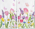 Hexagram Spring Kitchen Towels Sets of 2,Colorful Flower Hand Towels for Bathroom 18x28 Inch, Spring Farmhouse Home Decorations