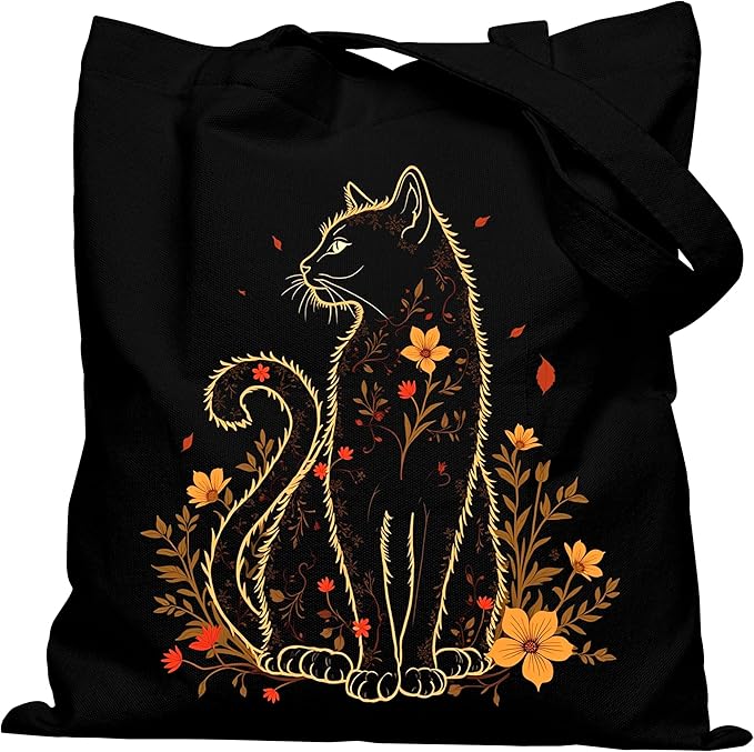 DYALE Canvas Tote Bag Double-Sided Prints with Snap Closure, Cute Tote Bag with Pocket for Shopping, Library, Work, Travel