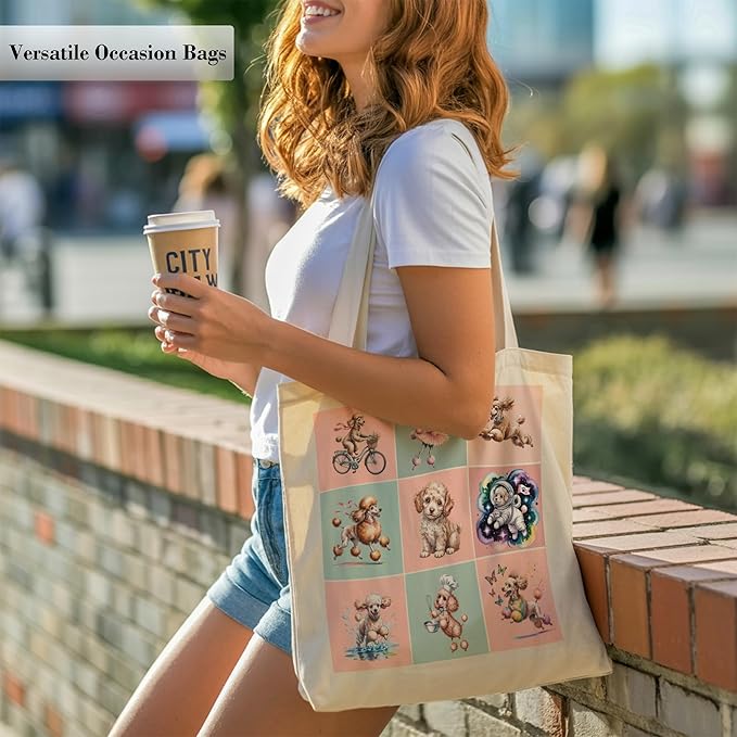 Pets Lover Gifts Tote Bag for Women, Dogs Cats Bee Aesthetic Canvas Bag with Inner Pocket