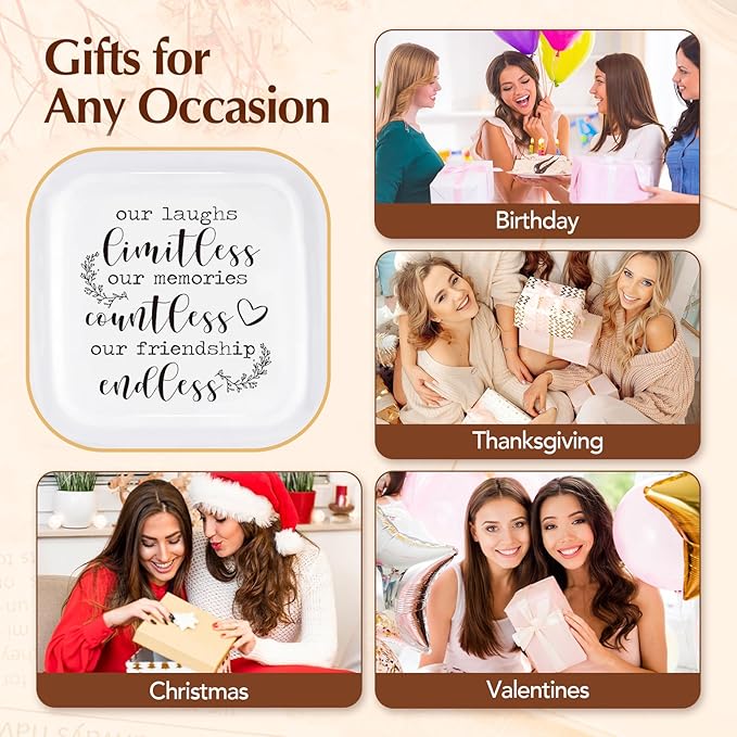 PUDDING CABIN Friendship Gifts for Women Friends Ring Dish Our laughs limitless, memories countless, friendship endless! - Mothers Day Gifts for Friends Female, Birthday Gifts For Women