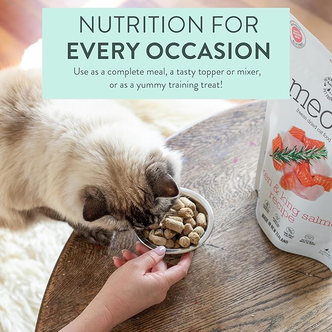 The New Zealand Natural Pet Food Co. Meow Freeze Dried Cat Food - Chicken & King Salmon Recipe, High Protein Treats & Toppers, Dry Cat Food,9.9oz