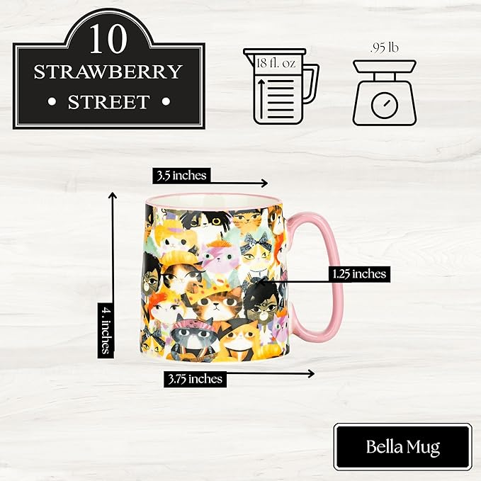 10 Strawberry Street Bella Rockstar Cat, Set of 4