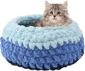 Handwoven Soft Cat Cave Bed, Indoor Cat Beds with Washable Round Nest, Kitten House & Cat Furniture, Cloud Blue