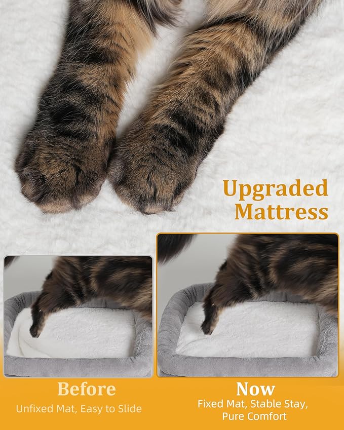 Aechonow Cat Tree Tower for Large Cat, Cat Bed House with Large Perch for Adult Cats, 20 * 16.5 Inch Big Platform for Indoor with Super Cozy Mat, Large Condo with Scratching Post, Light Gray
