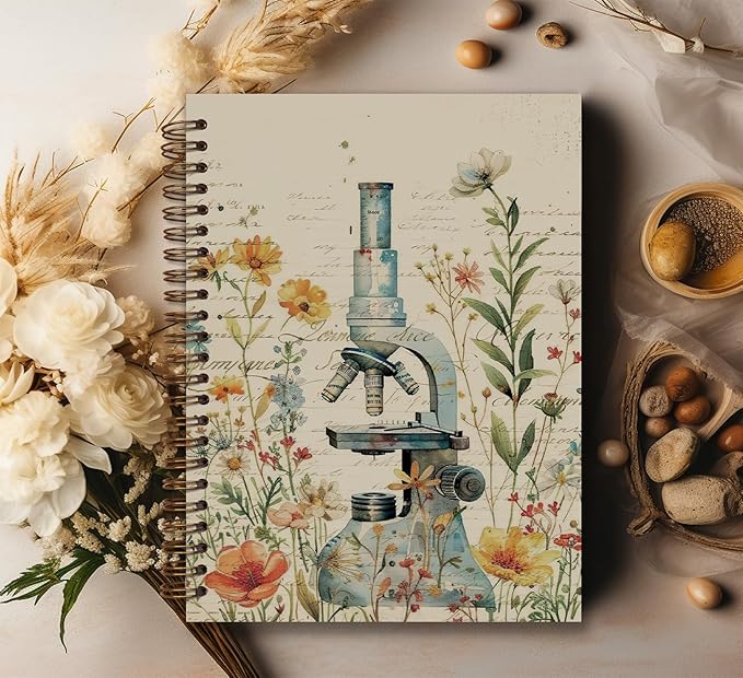 KDHTY Vintage Chemistry Notebook Book Floral Notebook Journal,Cottagecore Science Teacher Gifts,Cottagecore Notebook Journal for Work Office School Student Teacher,5.5x8.3