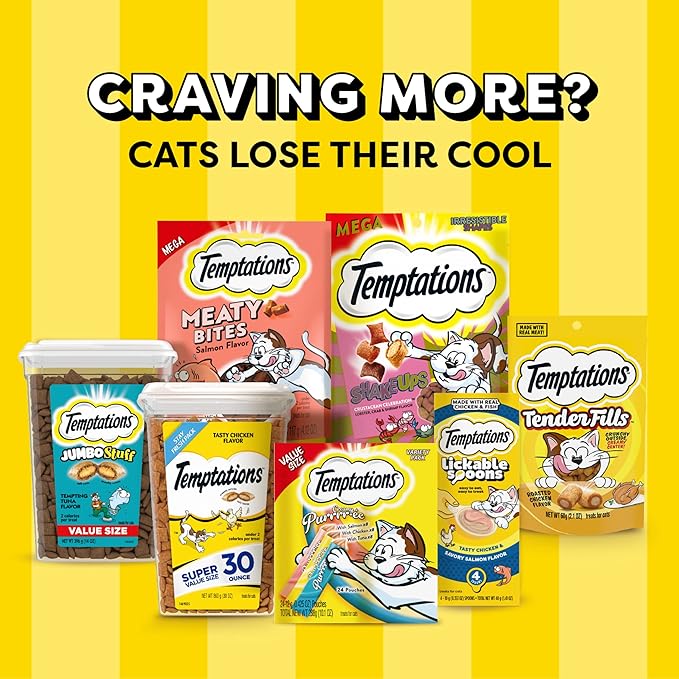 Temptations Cat Treats Classic Crunchy and Soft Cat Treats, Savory Salmon Flavor, 16 oz. Tub