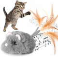 Moving Cat Toy Cat Mouse Toy with Automatically Wagging Tail Plush Mouse Toys for Cats 2026 Upgraded Interactive Cat Toy Squeaky Mouse