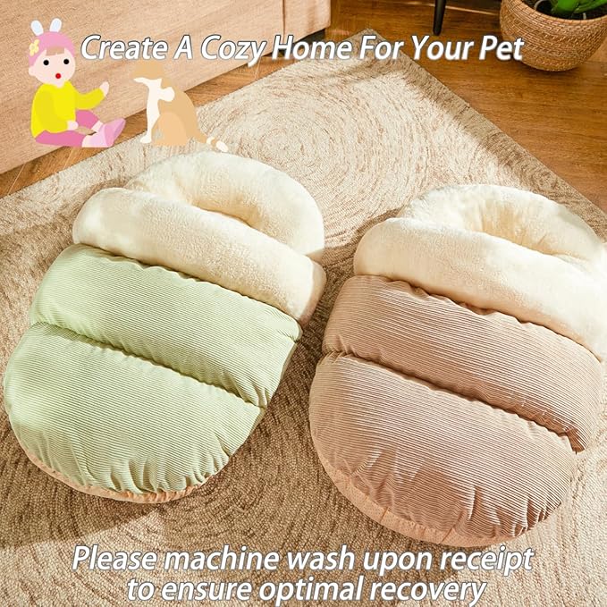 Romaneco Bed for Dog and Cat, Pet Bed, Ultra Soft Cute Plush Slipper Cat Cave Bed, Anti Slip Warm Pet House Nest, Self-Warming, Ideal for Indoor Use - Fits up to 25lbs (30"X22", L, Light Brown)