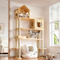 Wood Cat Tree for Automatic Litter Box, 74.4" Tall Cat Tower for Self Cleaning Litter Box, Cats Tree for Indoor Cats Large Adult, 5-Level Solid Wood Cat Furniture w/Scratching Post, House
