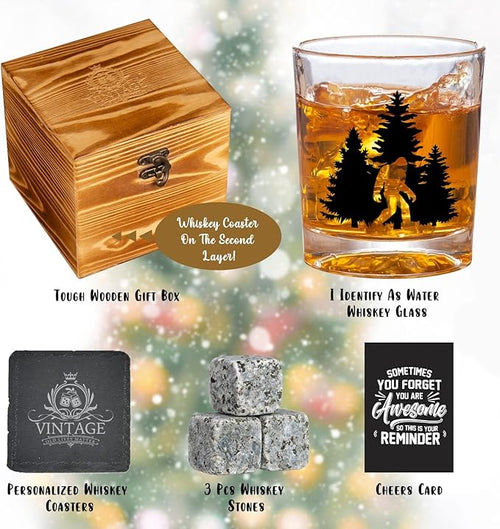 Bigfoot Whiskey Glass - Funny Bigfoot Gifts for Men, Funny Christmas Bourbon Gifts for Men Adults, White Elephant Gag Gift for Man, Big Foot Whiskey Glasses for Man, Christmas Alcohol Gift Ideas