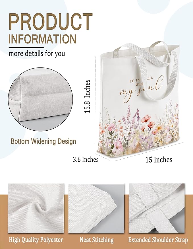 Gifts for Women, Canvas Tote Shopping Reusable Grocery Gift Bags