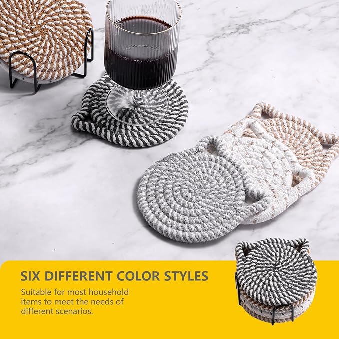 Cat Home Decor Drink Coasters: Set of 6 Cotton Coasters for Lovers Gifts, Coasters for Drinks,Funny and Novelty Office Supplies