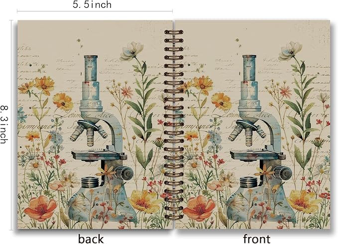 KDHTY Vintage Chemistry Notebook Book Floral Notebook Journal,Cottagecore Science Teacher Gifts,Cottagecore Notebook Journal for Work Office School Student Teacher,5.5x8.3