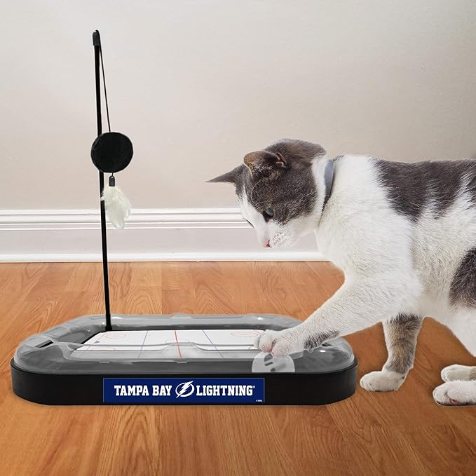 Pets First 5-in-1 NHL Tampa Bay Lightning Cat Scratcher Toy with Interactive Cat Ball Bell in Tracks