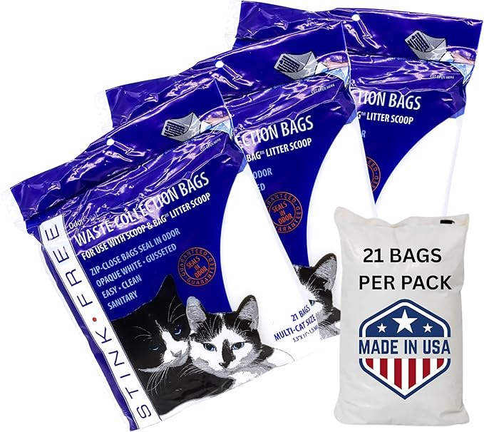 Scoop & Bag Odor Sealing Cat Litter Poop Waste Bags 3 Pkgs