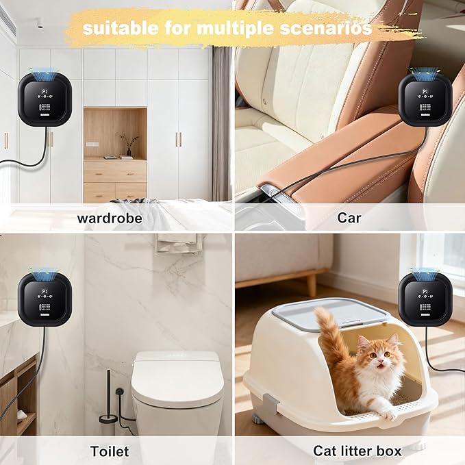 Cat Litter Deodorizer for Litter,Ozone Odor Eliminator for Pets,99% Odor Removal Air Purifier for Cat Litter Box,Home Insertable Air Purifier Suitable for Bedrooms,Bathrooms,garage,Smoke,Kitchens