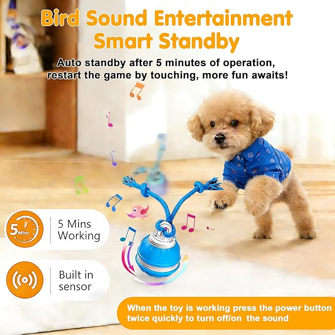 Interactive Dog Toys,Dog Toy Ball with Squeaky Sound and Stimulation,Automatic Moving Activated Dogs Toy for Small/Medium Dogs, Indoor and Outdoor Pet Exercise Toy for Boredom (Orange)