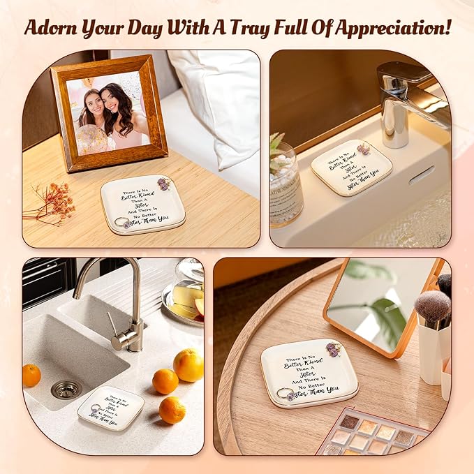PUDDING CABIN Sister Birthday Gifts from Sister Jewelry Dish - There is no better friend than a sister and there is no better sister than you - Sister Gifts Mothers Day Christmas
