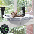 JUNSPOW Cat Window Perch Cordless, Glow in The Dark & Stable Cat Beds- Breathable Window Hammock for Overlooking, Sunbathing and Climbing - Maximum Hold Up to 40lb(Grey)