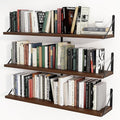 Heimlove Floating Book Shelves for Wall,35.4 Inches Long Wall Mounted Bookshelves,Heavy Duty Bracket Shelves for Living Room Kitchen,Laundry Room Storage & Decor,Set of 3,Walnut