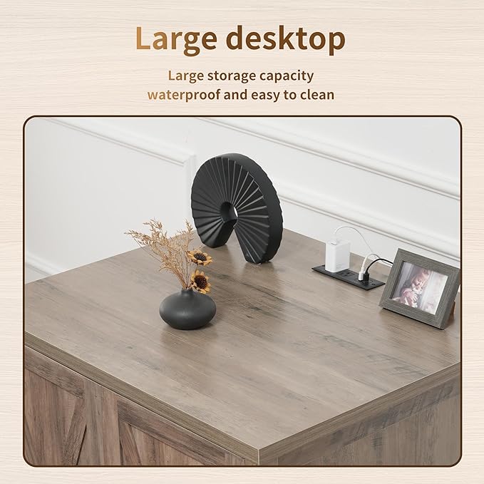Hey-brother Enclosure for Self Cleaning Cat Litter Box, Large Hidden Litter Box Furniture with Charging Station, Suitable for Automatic Cats Litter Boxes and Robot, Vintage, Rustic Gray JCLB004SG