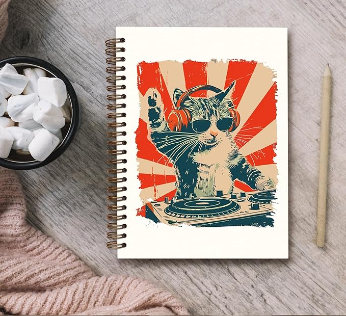 KDHTY Cute Cat Planner Journal Spiral Notebook for Teen Girls,Cat Stationary for Women Girls,Cats Diary School Notebooks for School Aesthetic,Cat Lover Gifts for Women,Hardcover Lined Notebook 5.5 x 8.3