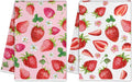 Hexagram Strawberry Kitchen Towels Set of 2, Strawberry Decor Gifts for Women, Funny Cute Housewarming Dish Hand Towels for Home Kitchen Decor
