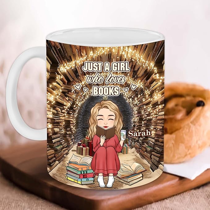 Personalized Book Lover Gifts - Book Lovers Gift For Bookworm, Readers, Librarians, Bookish - Hole In A Wall Mug - Bookish Gift For Friends, Women, Her