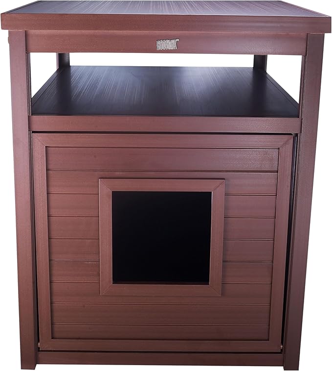 New Age Pet ECOFLEX Litter Loo Standard & Jumbo Sizes, 4 Colors, Moisture and Odor Resistant Enclosure & End Table, No‑Tools Assembly, 10 Year Warranty, Russet Brown, Jumbo