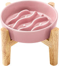 Ceramic Slow Feeder Dog Bowls Elevated, 0.6 Cup Dog Slow Feeder for Small Dogs, Puzzle Maze Bowl, 14oz, 6in, Salmon Pink