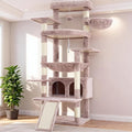 Heybly Tall Cat Tree for Large Cat, 80-inch Multi-Level Cat Tower for Indoor Cats with Large Baseboard, Condo Furniture with 2 Widened Plush Perches,Scratching Board and Big Caves, Muchroom HCT038MU