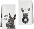 Bath Towels Set of 2, Cute Funny Donkey Dish Towel for Bathroom Spa Kitchen, Nice Ass Decorative Hand Towels, Fast Drying Tea Towel, Farmhouse Housewarming Xmas Gifts for Women Mom -B25