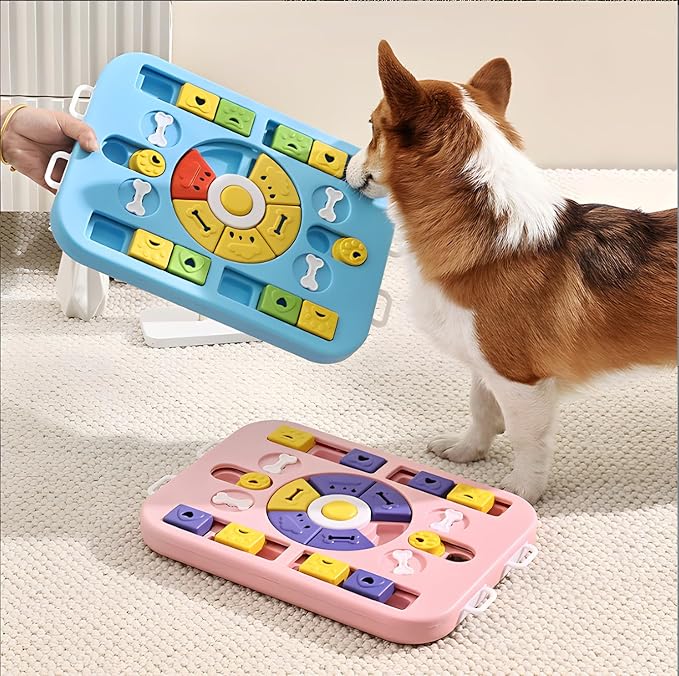 Cat Puzzle Feeder with Sound: 4-in-1 Interactive Stimulating Toys for Cats and Large & Small Dogs, Dog Enrichment Toys & Cat Puzzle Toy to Prevent Boredom and Overeating (L-Level4-Pink)