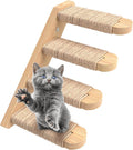 Skywin Cat Steps - Solid Rubber Wood Cat Wall Stairs Great for Scratching and Climbing - Easy to Install Wall Mounted Shelves for Playful Cats (Wood, Left-Right)